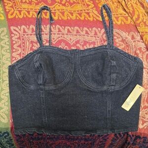 Black denim corset top